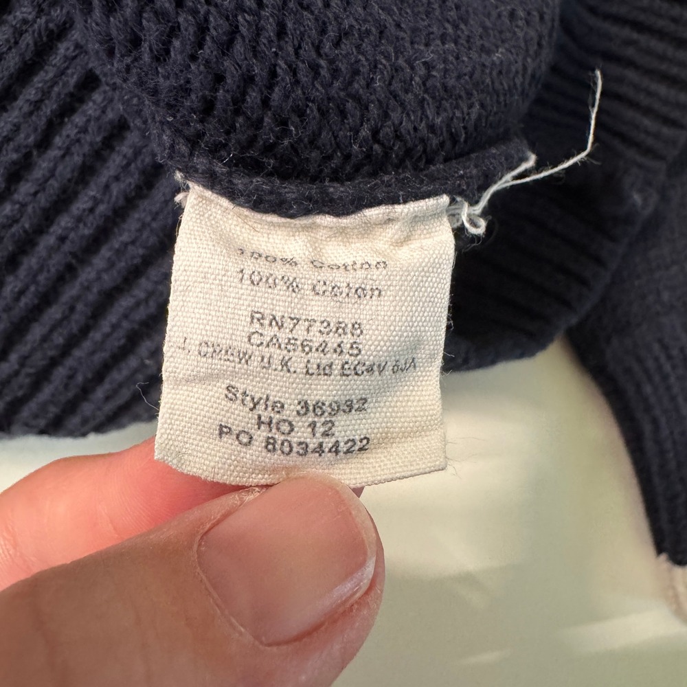 Crewcuts Sweater Kids Navy White Nautical Anchor Intarsia Knit Cotton Small 6/7 - Picture 3 of 3